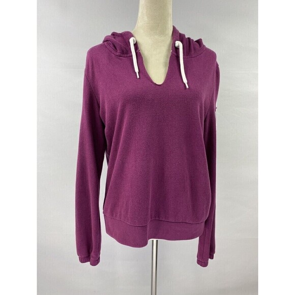 Victoria's Secret VS Pink Hoodie Sweatshirt Dark Purple Large Logo Down Arm - Picture 1 of 7